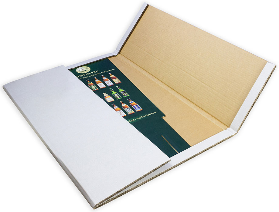 Rill-Ritz-Verpackung aus Wellpapp Karton mit weisser Oberflaeche